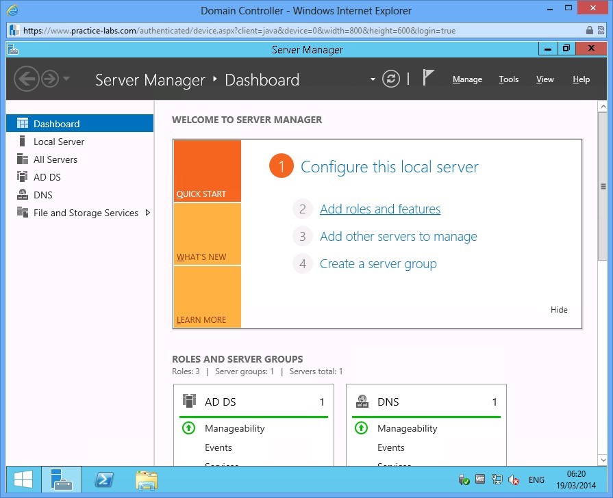Practice Labs screenshot.